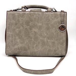 Anne Klein Grey Handbag Faux Embossed Alligator Leather